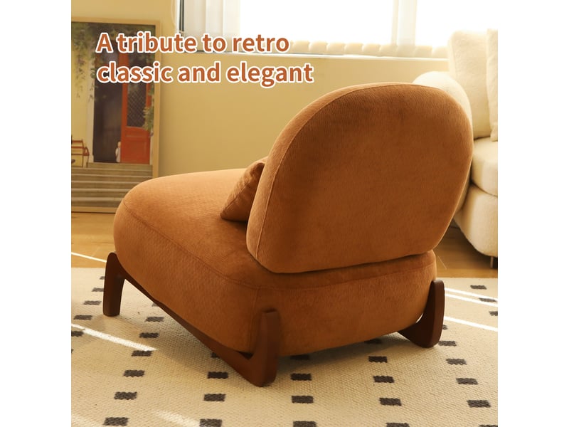  Fauteuil de lecture sans accoudoirs en tissu, pieds en bois massif  - Conforama E