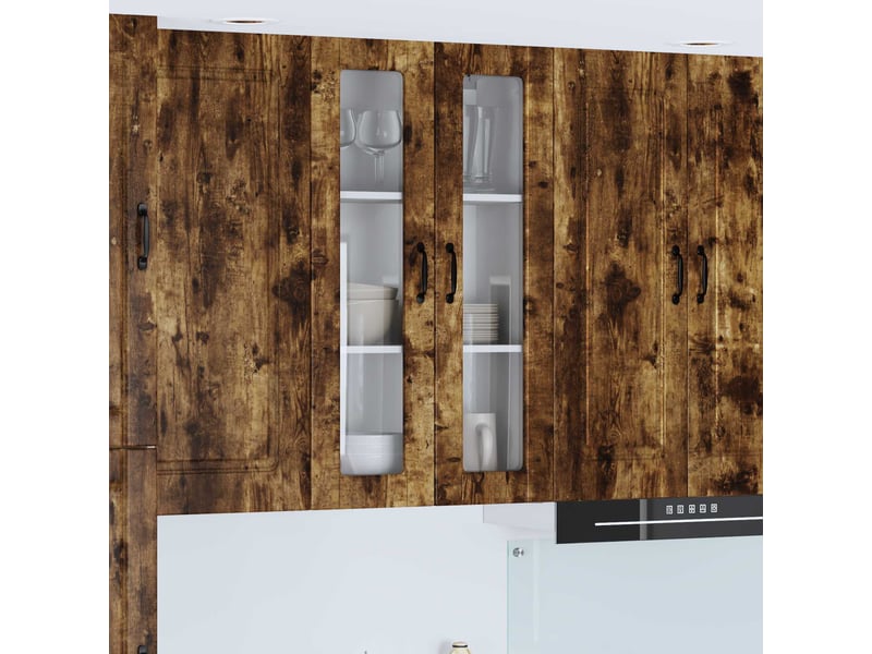 Meuble mural de cuisine, cabinet en verre mural chêne fumé 60x31x100cm shl3721 - Conforama B