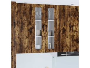 Meuble mural de cuisine, cabinet en verre mural chêne fumé 60x31x100cm shl3721