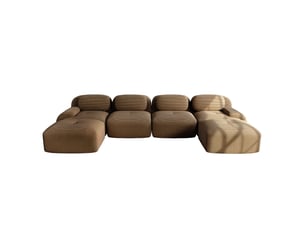 Canapé modulable marron - sans montage - rembourrage 32d - accoudoirs xxl - ergonomique - corduroy - animaux admis