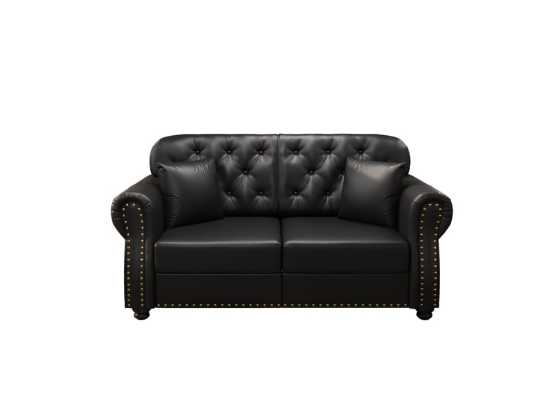  Canapé chesterfield 2 places 160x76x86 cm, canapé de salon, mousse et ressorts ensachés, dossier capitonné, clous décoratifs, pu - noir CozyNest - Conforama A