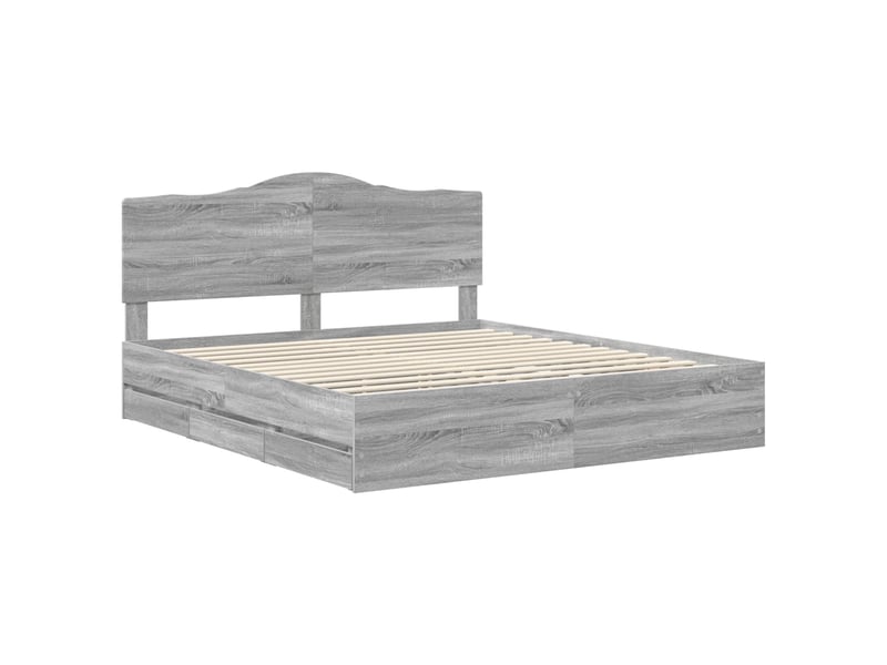  Lit double- lit adulte -  cadre de lit sonoma gris 180 x 200 cm bois ingénierie  - Conforama C