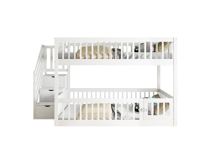 Lit superposé 140x200cm coloris blanc bois massif lit enfant blanc - Conforama A