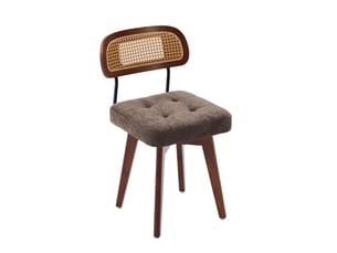 Lot de 2 chaises pivotantes 360° 43x50x77 cm – marron café – dossier en rotin tressé, assise chenille