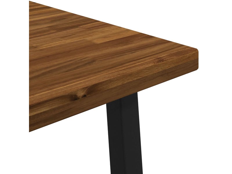  Table à manger 80x80x75 cm bois d'acacia massif naturel et noir carré shl97000  - Conforama E