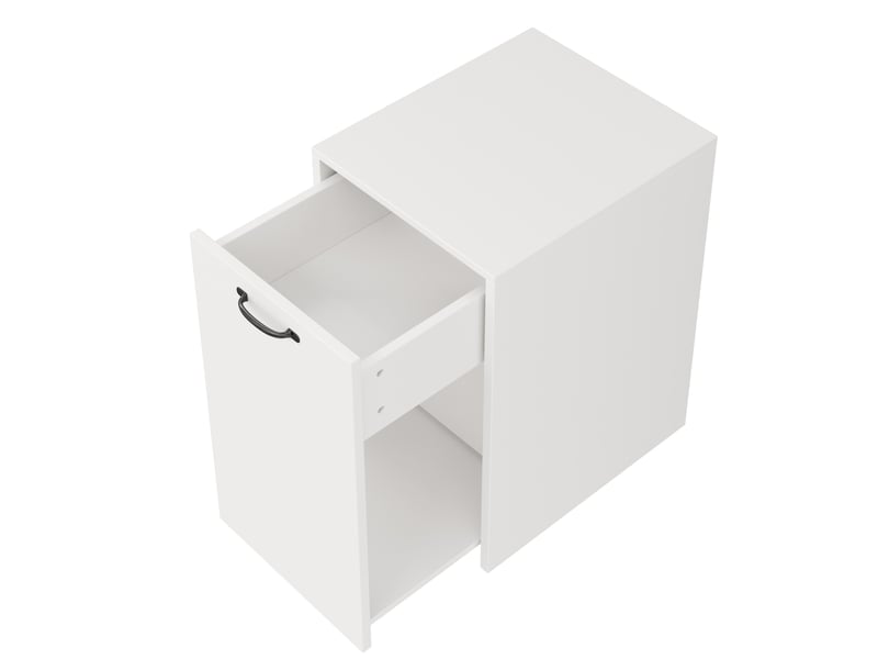 Caisson à roulettes avec 1 tiroir et 1 niche ouverte, montable à gauche ou à droite, pour bureau et télétravail, blanc - Conforama A