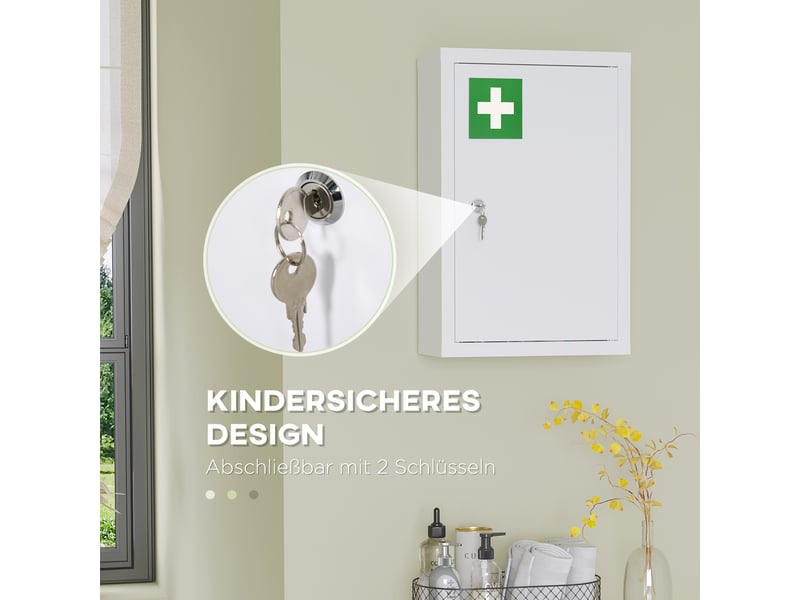  Armoire à pharmacie verrouillable en acier blanc 30x14x46 cm  - Conforama D