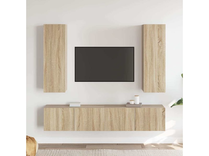  Ensemble de meubles tv 4 pcs chêne sonoma bois d'ingénierie shl38844  - Conforama B