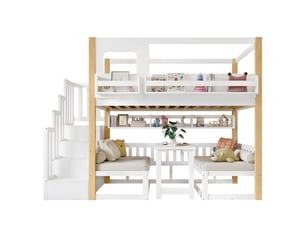 Lit superposé 90x200 cm <strong>OKMYHOME</strong>  <strong></strong> coloris blanc