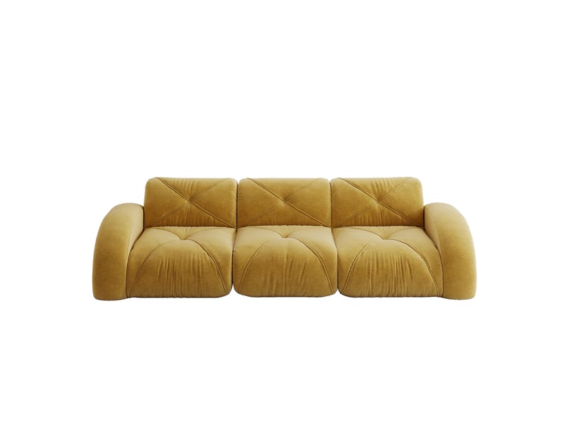  Canapé droit en tissu jaune, 3 places, 281 cm, sans structure rigide W3325S00345 - Conforama A