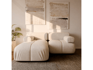 Canapé d’angle gauche modulable 2 places FARO – tissu beige – 188 × 155 cm