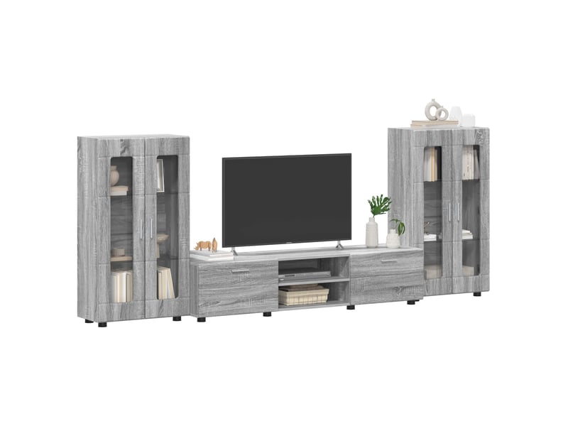  Ensemble meuble tv - banc tv - meuble de rangement florin 3 pcs gris sonoma bois d'ingénierie  - Conforama C