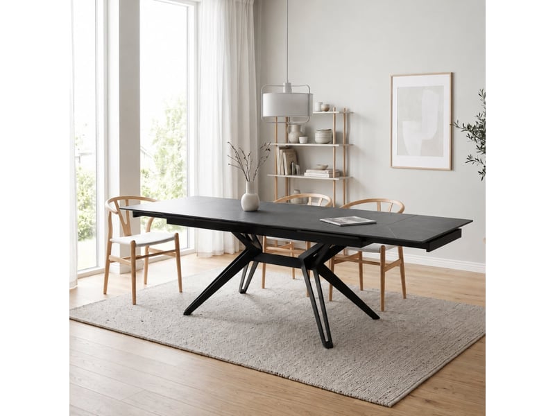 Table extensible en céramique et métal 160240x90 iulius - gris - marbre calacatta - Conforama B
