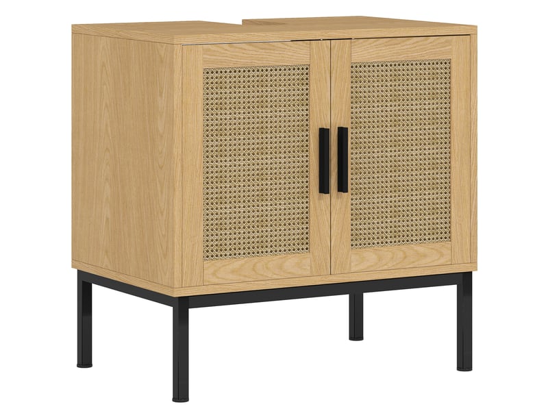 Meuble sous lavabo 60x39x60 cm avec imitation rotin, bois, chêne - Conforama A