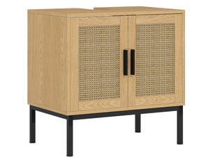 Meuble sous lavabo 60x39x60 cm avec imitation rotin, bois, chêne
