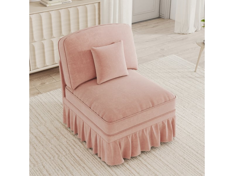  Canapé de salon, canapé chenille; en chenille, rose, avec accoudoirs  - Conforama E