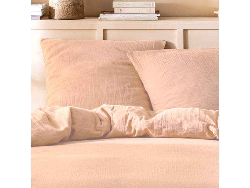 Parure de lit unie en coton taies rectangulaires, gaze de coton 240x220+2x50x70cm - Conforama C