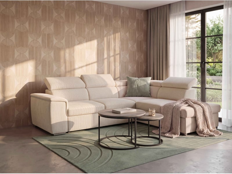Canapé d'angle beige convertible 4 pl BEVERLY - Conforama B