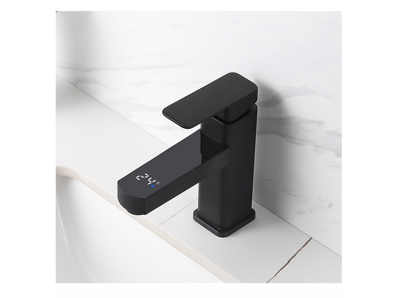  Robinet de lavabo à affichage numérique intelligent, robinet de lavabo de salle de bain (court noir)  - Conforama D