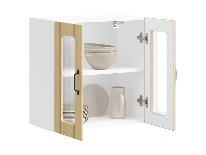  Armoire murale de cuisine avec porte vitrée lucca en chêne sonoma shl8535  - Conforama E