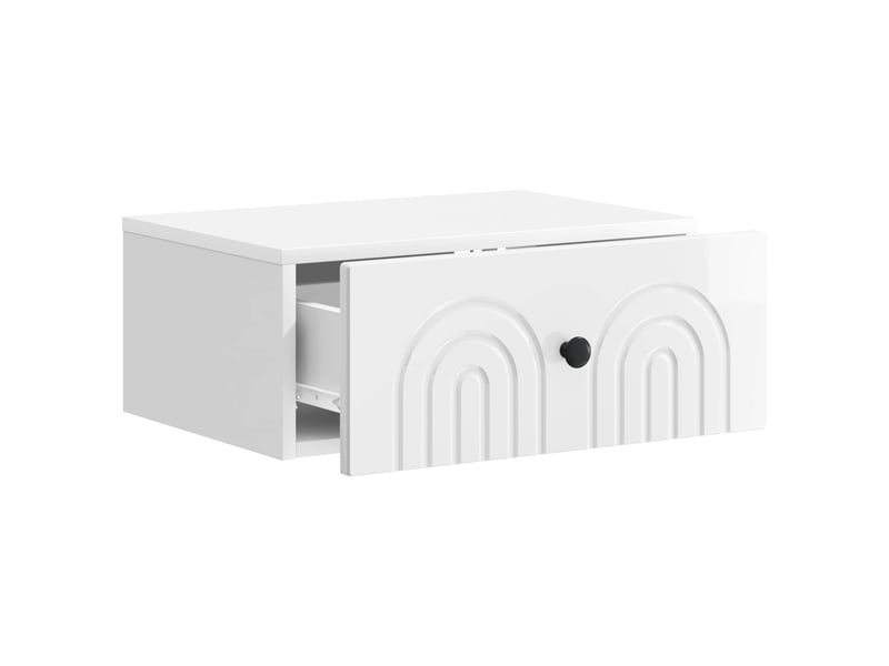  Table de chevet mural 2 pièces blanc brillant 49 x 34,5 x 20 cm  - Conforama D