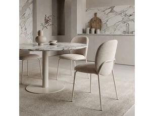 Lot de 6 chaises en tissu polyester doux beige et pieds en métal laqué crème - darris
