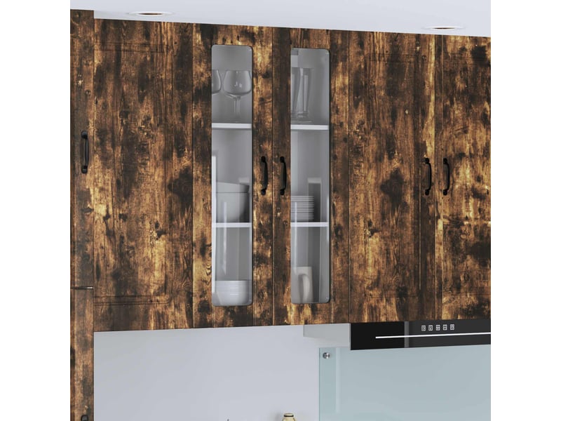  Meuble mural de cuisine, cabinet en verre mural chêne fumé 60x31x100cm shl8610  - Conforama B