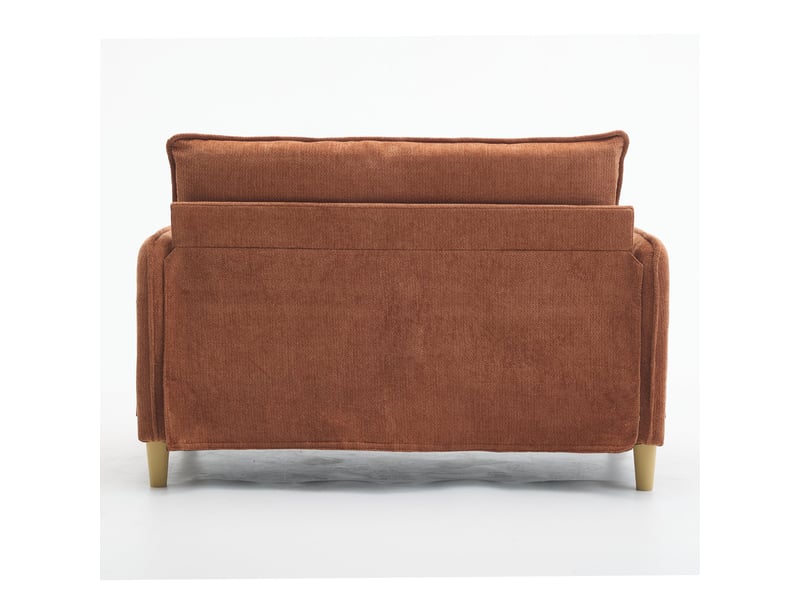  Canapé 2 places en tissu chenille brun avec accoudoirs, coussins inclus et rangement latéral intégré  - Conforama W