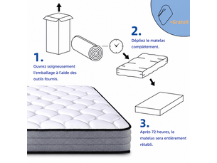 Matelas 90x200 cm <strong>HAUSS SPOLE</strong>  <strong></strong> Ressorts + mémoire de forme soutien Ferme épaisseur 20 cm