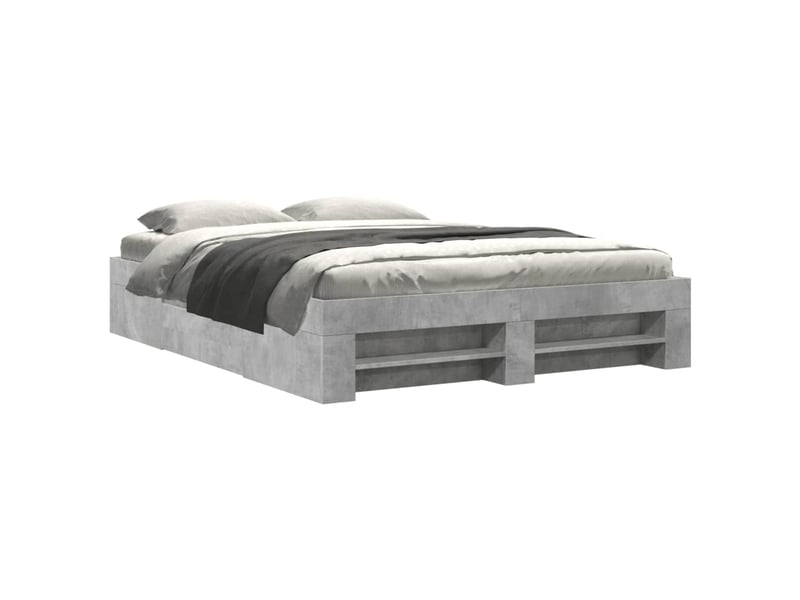  Lit double- lit adulte -  cadre de lit sans matelas gris béton 160x200 cm bois ingénierie  - Conforama A