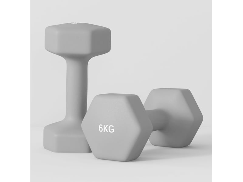  Set de 2 haltères hexagonaux 6 kg 22x10x10 cm – gris – revêtement plastique et prise antidérapante  - Conforama B