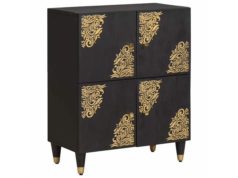  Buffet - bahut - meuble de rangement avec étagère noir 60 x 33 x 75 cm bois de mangue massif  - Conforama B