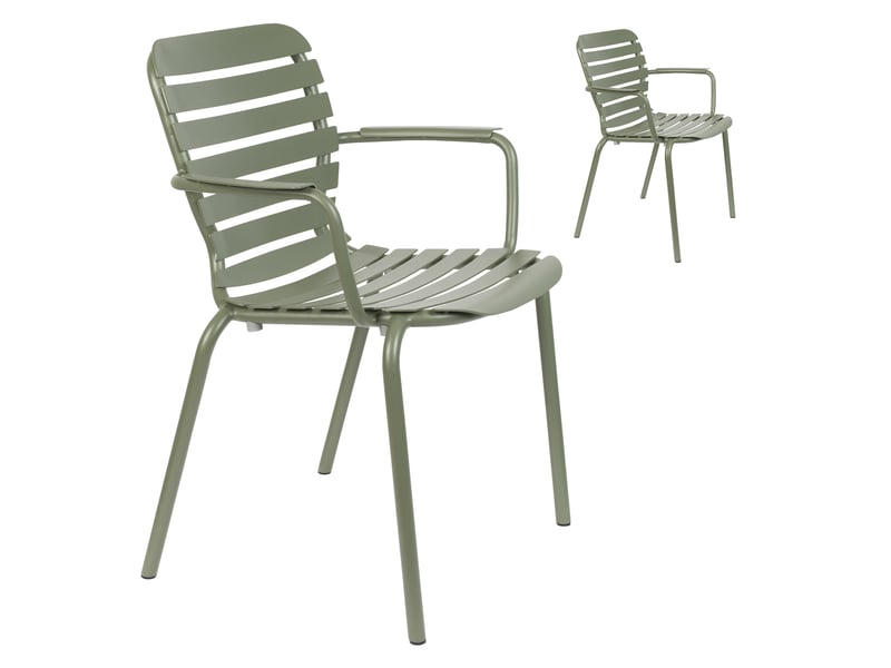 Lot de 2 chaises de jardin avec accoudoirs en aluminium vert - vondel - Conforama A