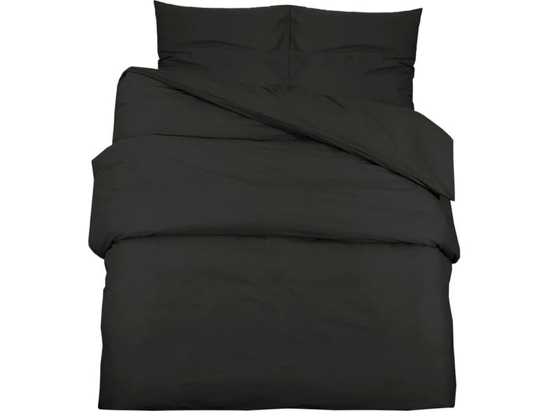  Ensemble de housse de couette noir 140x200 cm coton  - Conforama A