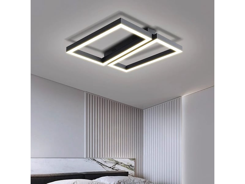  Plafonnier led design en aluminium forme carrée – 40x40 cm, blanc chaud  - Conforama D