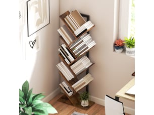 Bibliotheque coloris marron 9 étagère(s) <strong>KORFEE</strong> <strong></strong> - 10.5 cm x 50 cm