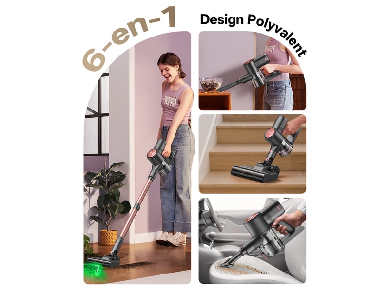 Vactidy blitz v10 pro-aspirateur balai sans fil-55kpa100aw-45min-éclairage led-tube télescopique-aspirateur pour poils d'animauxtapissols  - Conforama D