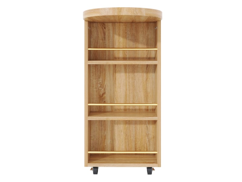  Table de bar pivotante - pivotant à 360° - sécurité anti-basculement - 6 tiroirs spacieux - portes en rotin pe naturel - Conforama A