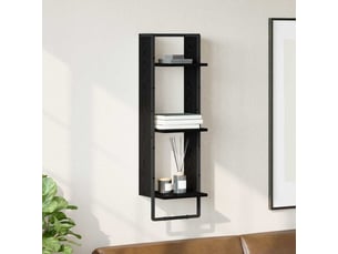 Étagère flottante, étagère suspendue montage mural chêne noir 30 x 25 x 100 cm cf42502