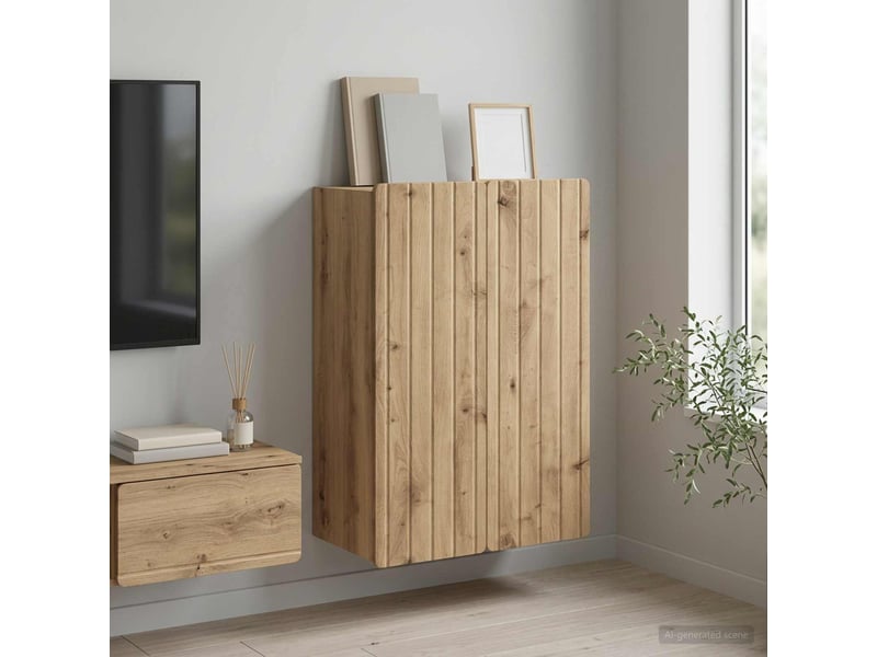 Armoire murale salon, meuble de rangement 66 x 34,5 x 92 cm bois d'ingénierie - Conforama B