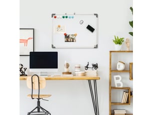 Tableau blanc magnétique 60x1,8x45 cm avec 4 marqueurs, 1 effaceur, 10 aimants, chevalet et montage mural, blanc