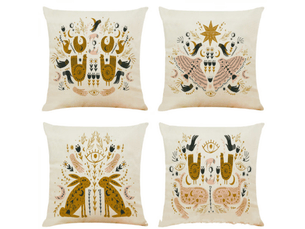 Lot de 4 housses de coussin décoratives de noël, 45 x 45 cm, housses de coussin en velours avec fermeture éclair pour canapé, multicolore