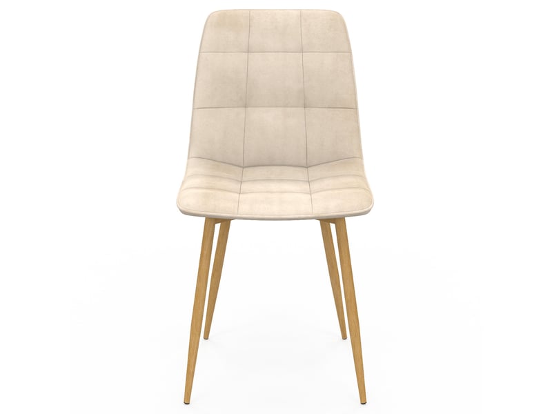 Lot de 6 chaises mila en velours mix color taupe x2, beige x2, marron x2 et pieds effet bois pour salle à manger  - Conforama C