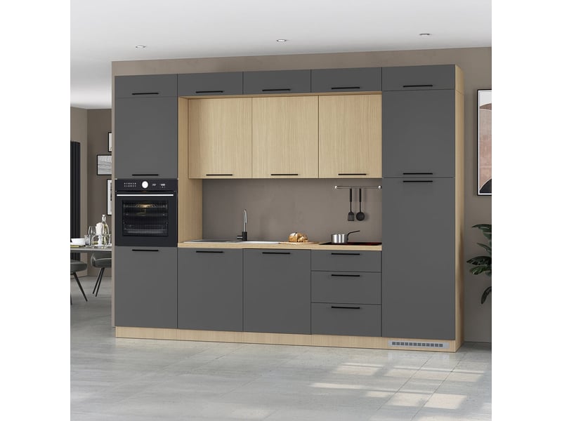  Cuisine complète linéaire moderne avec évier luna 300x232 - anthracite  - Conforama B
