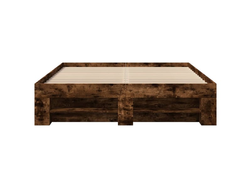  Lit double- lit adulte -  cadre de lit sans matelas chêne fumé 120x200 cm bois ingénierie  - Conforama D