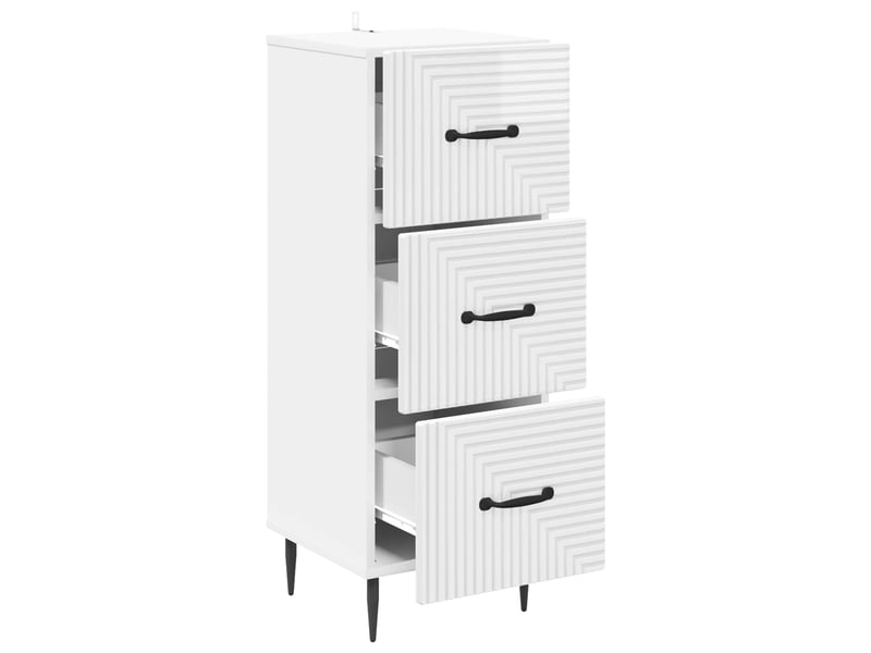  Armoire de rangement bureau, armoire à tiroirs blanc brillant 33 x 34,5 x 89,5 cm  - Conforama E