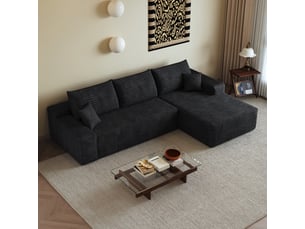 Canapé d'angle modulaire 270 x 175 x 83 cm 2 places en l, assise profonde, sans montage, canapé compressé pour salon, noir