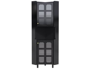 Meuble d'angle avec led 2 portes et 1 niche en mdf noir 63.5x157.5 cm