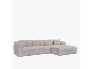 Canapé d'angle en tissu capitonné beige - angle droit