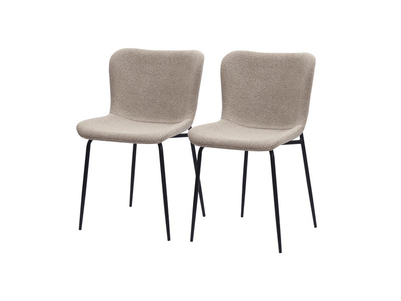  Chaises de salle à manger lot de 2 à dossier haut arrondi  - soutien lombaire, tissu et métal kaki  - Conforama A